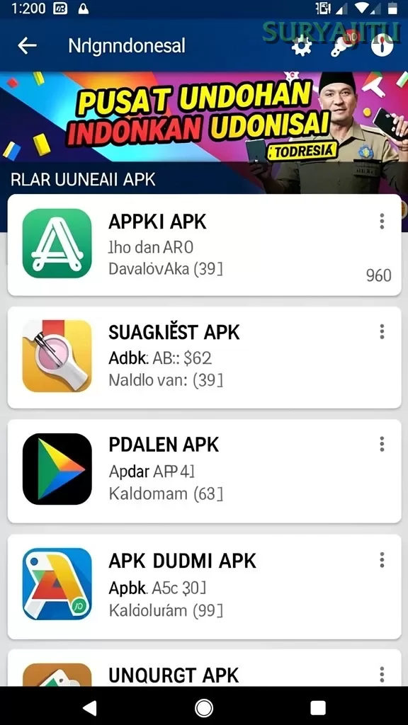 Cuplikan layar API88 — menu navigasi